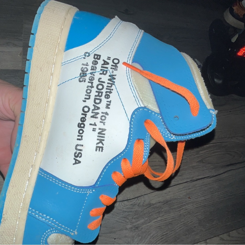 Nike Kids Off-White Air Jordan Blue and Orange Sneakers